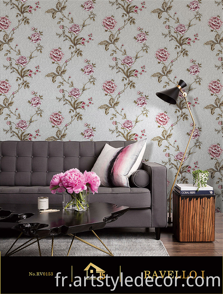 Flower pattern PVC wallpaper